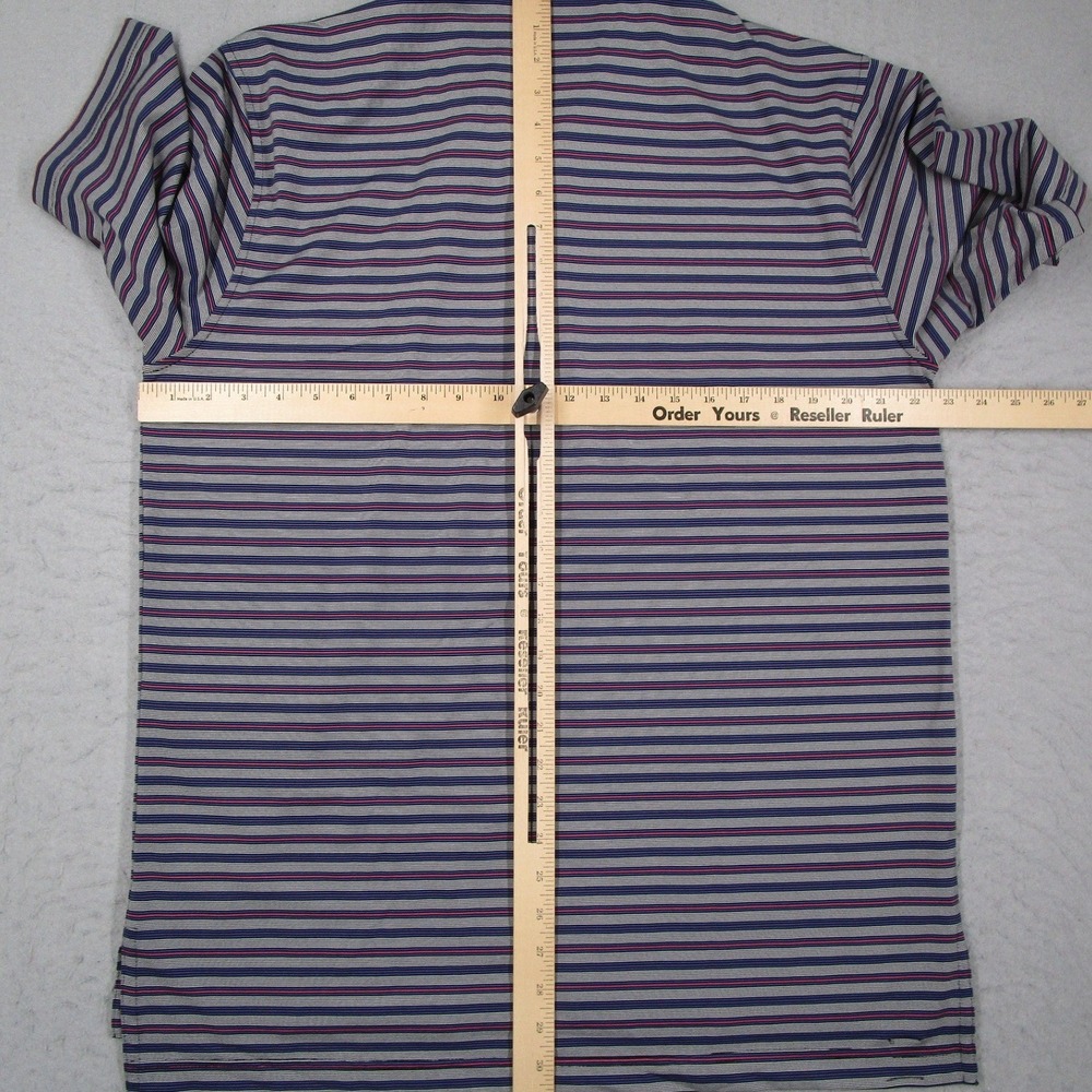 Turtleson Mens Performance Polo Shirt Large Striped Blue Purple Pink Golf S/S - Picture 6 of 9